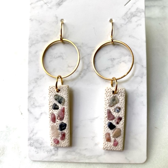 Handmade Jewelry - Handmade Polymer clay earrings with gem stones